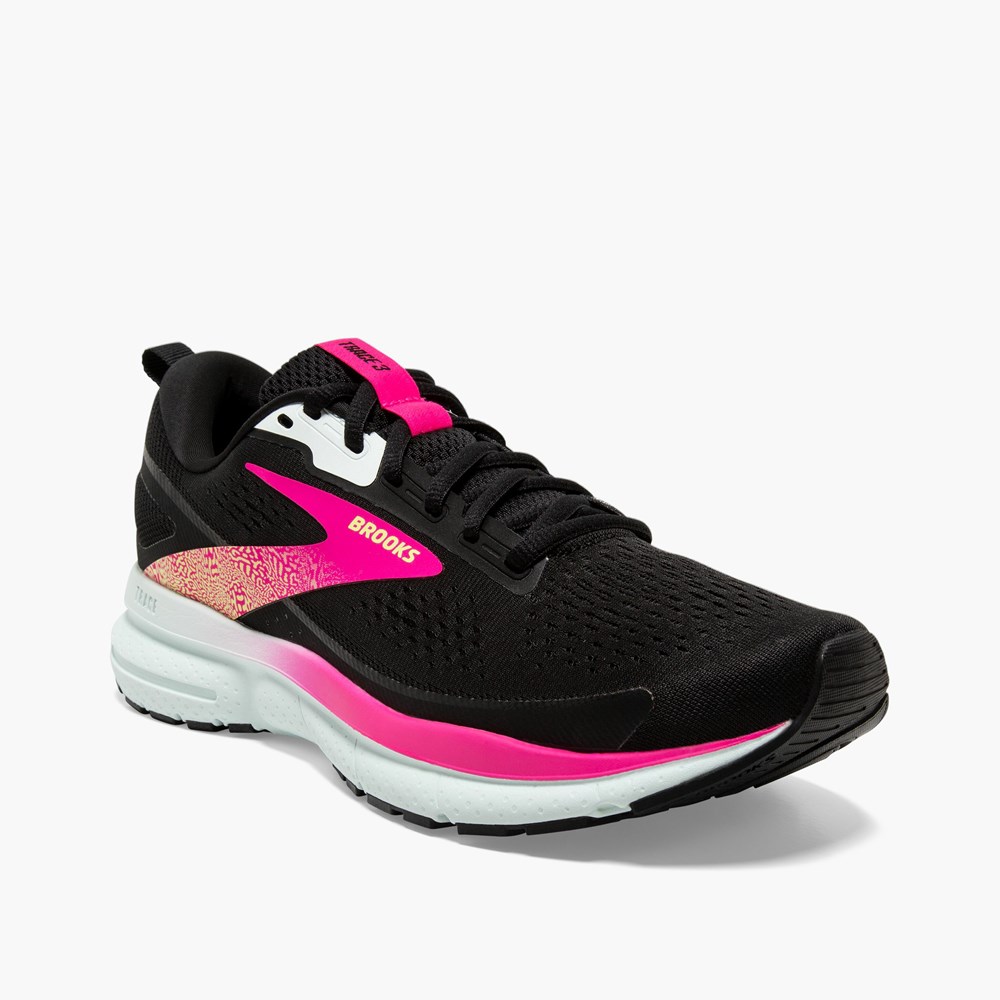 Chaussures Running Route Brooks Trace 3 Noir Bleu Rose Femme | ZCU-6083992